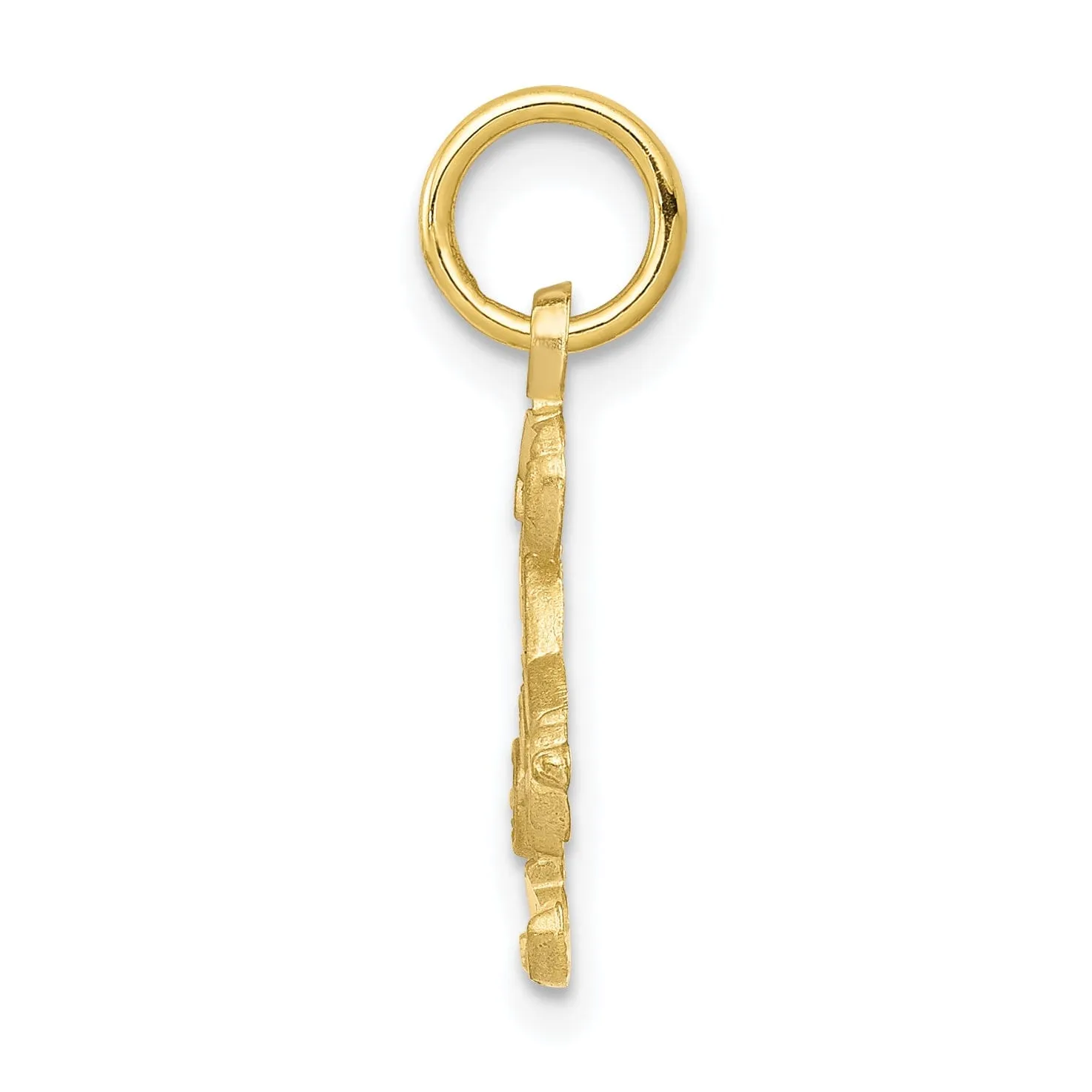 Solid 10k Yellow Gold Skier Charm Pendant