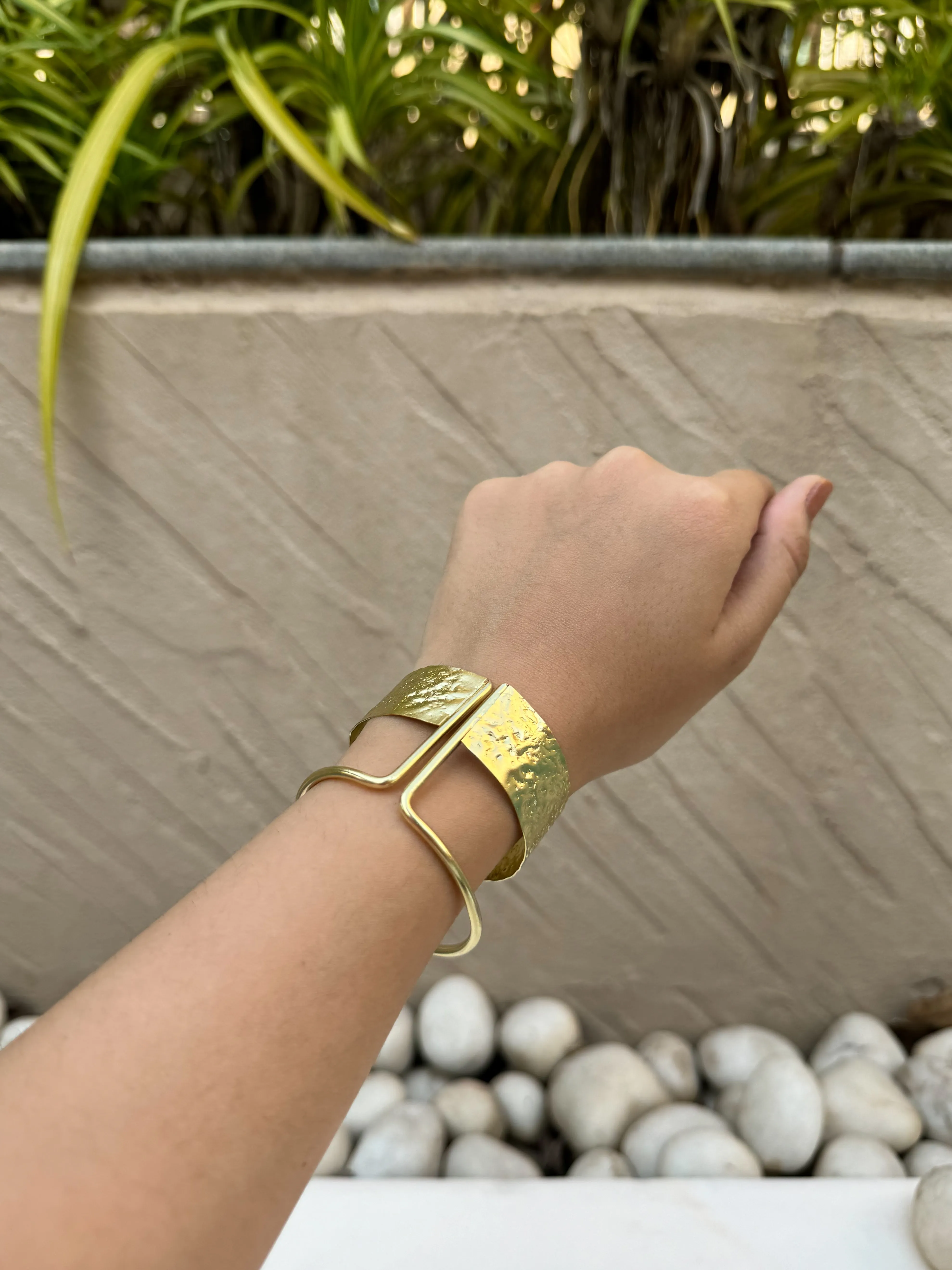Spaced Block Statement Brass Bracelet (Anti Tarnish)