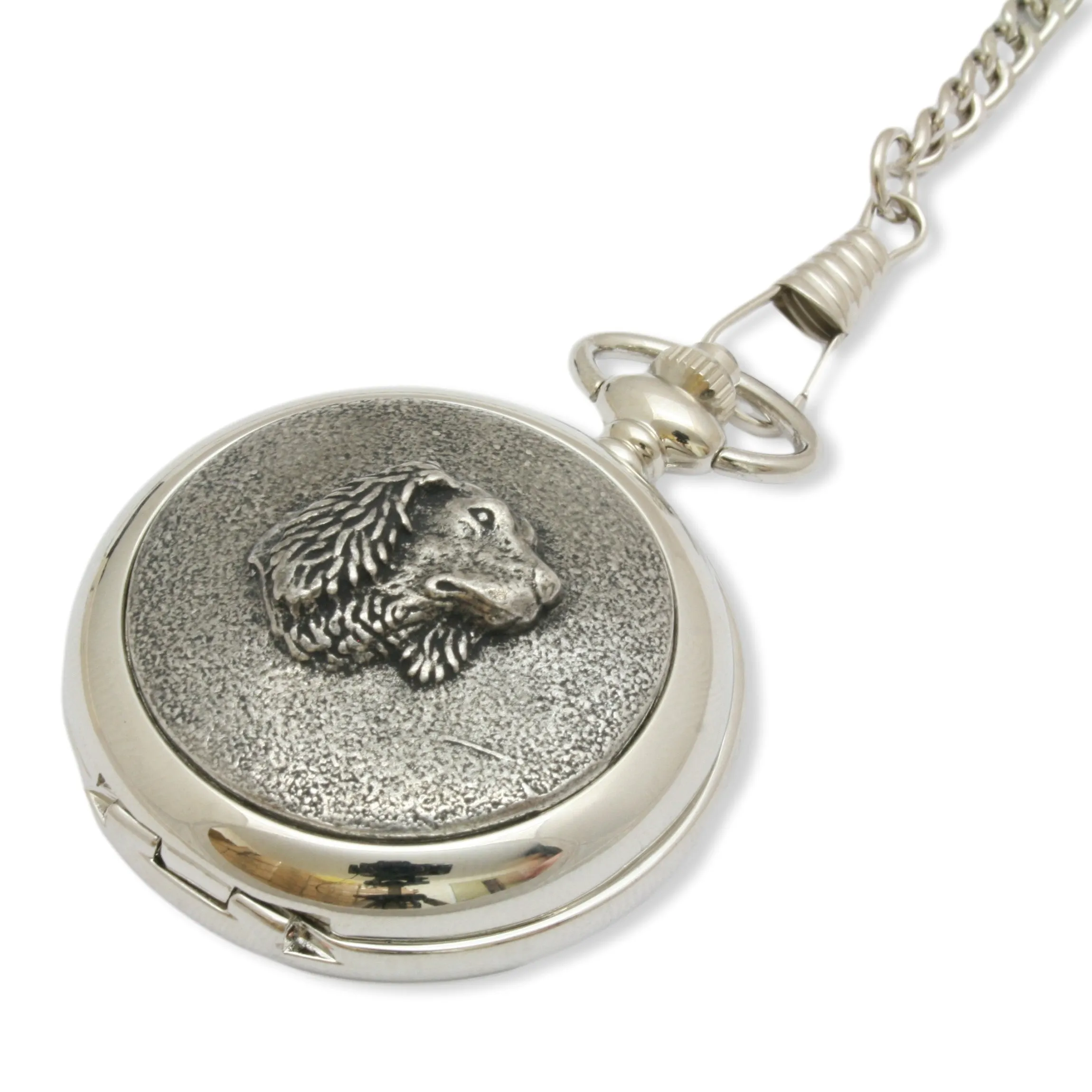 Spaniel Head Engraved Pocket Watch