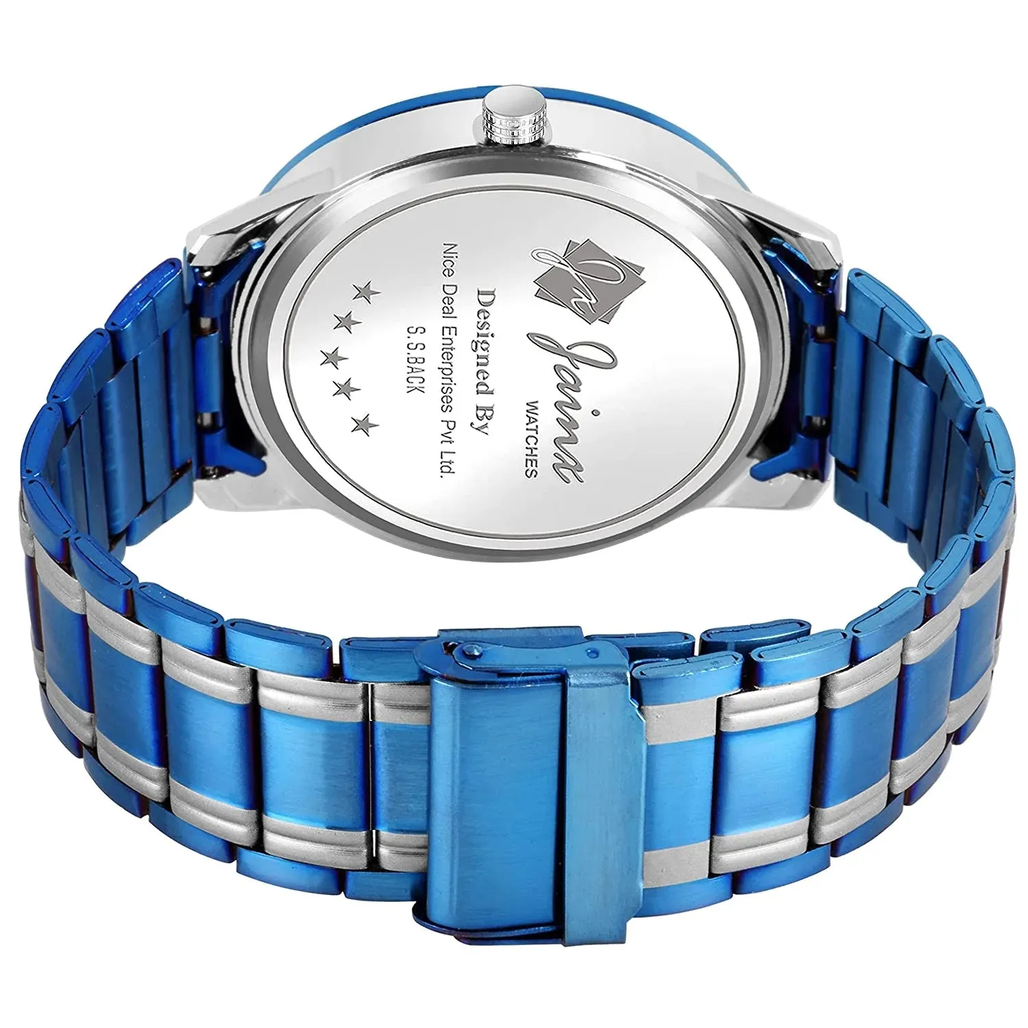 Sports Silver Day & Date Function Blue Chain Analog Watch - For Men JM1160
