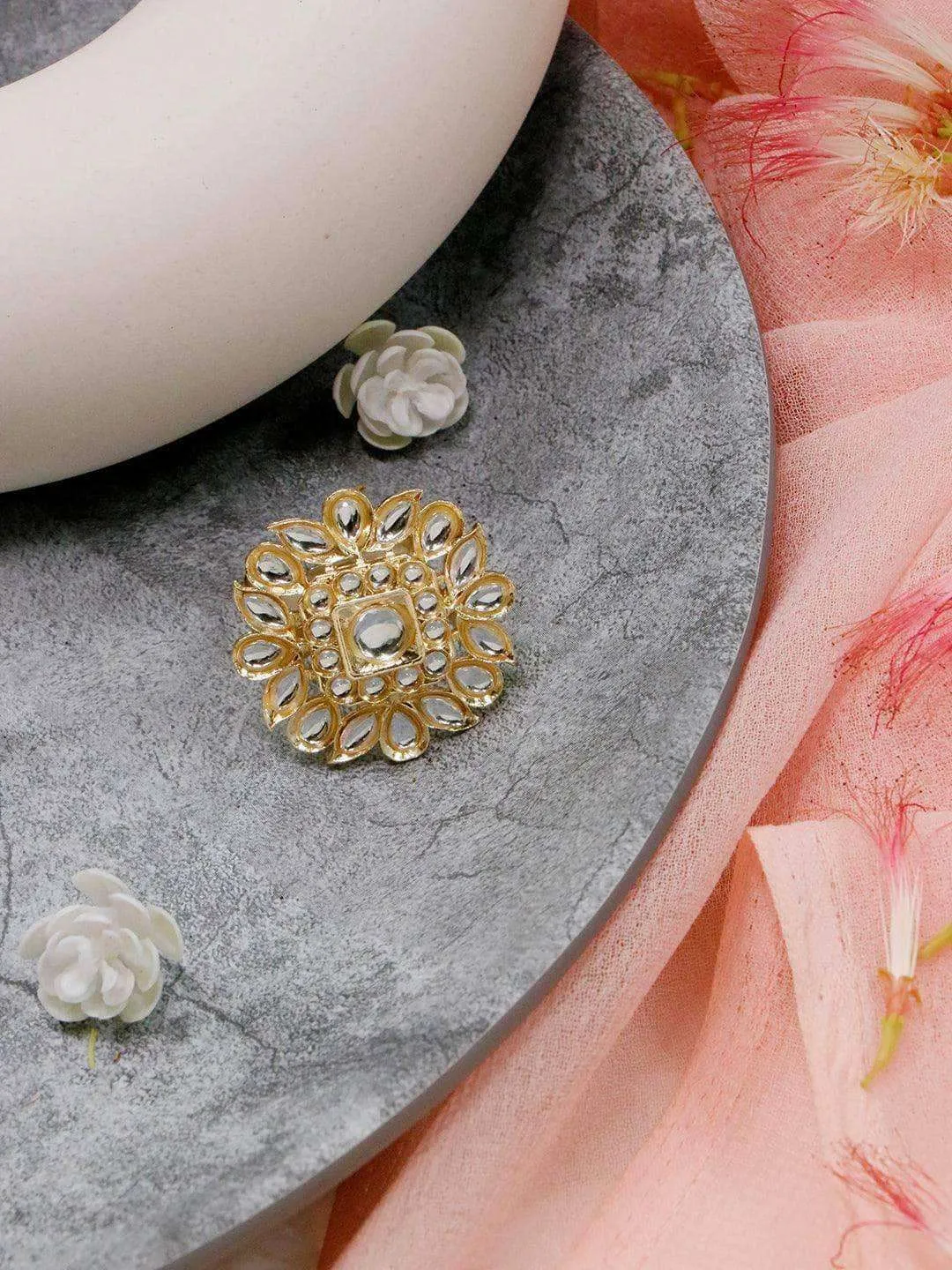 Square Dabi Kundan Ring