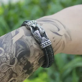 Stainless Steel Buckle Leather Lovers' Magnetic Bracelet