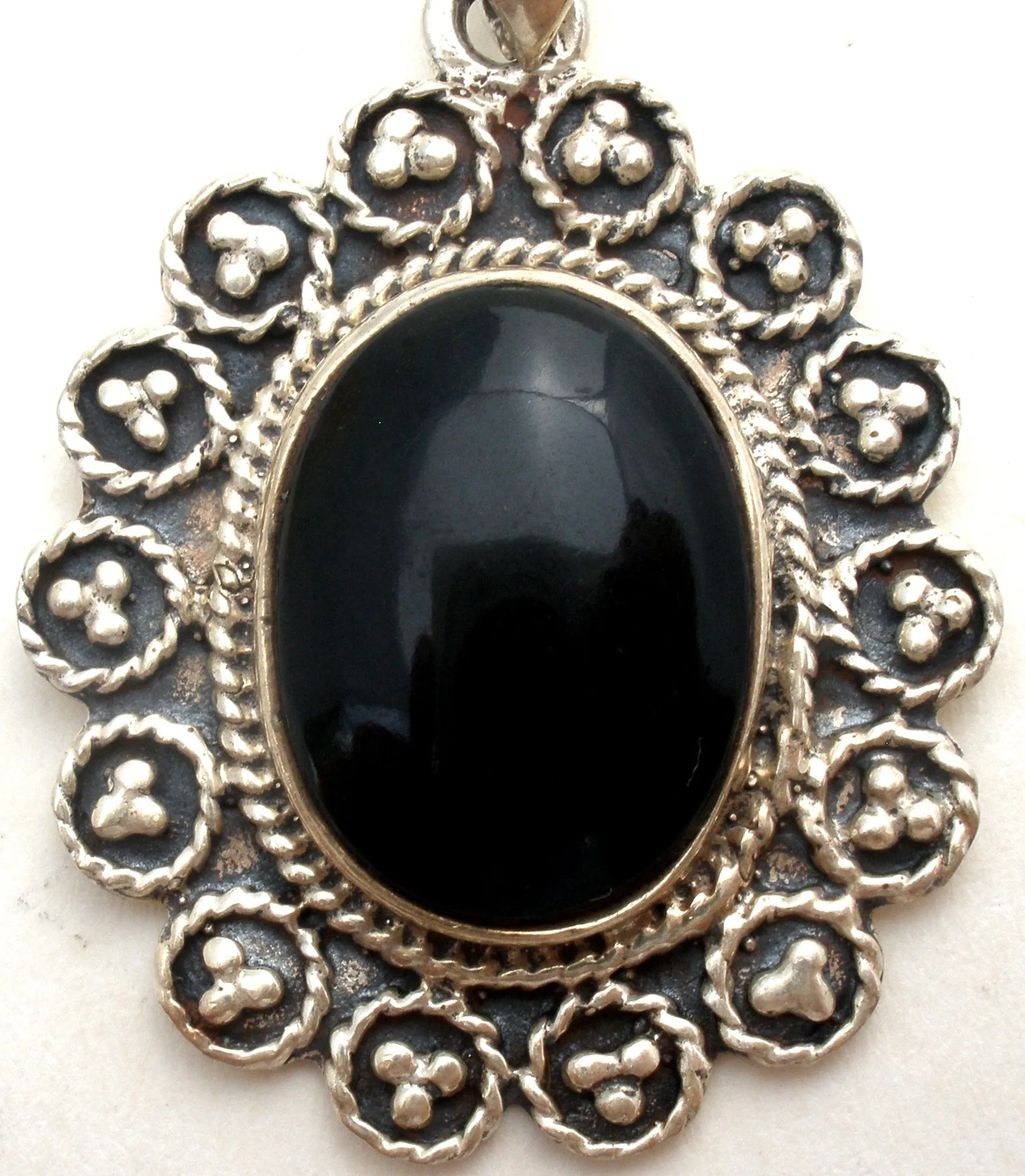 Sterling Silver Black Onyx Pendant Vintage