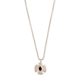 STERLING SILVER ONYX EAGLE BOX CHAIN NECKLACE