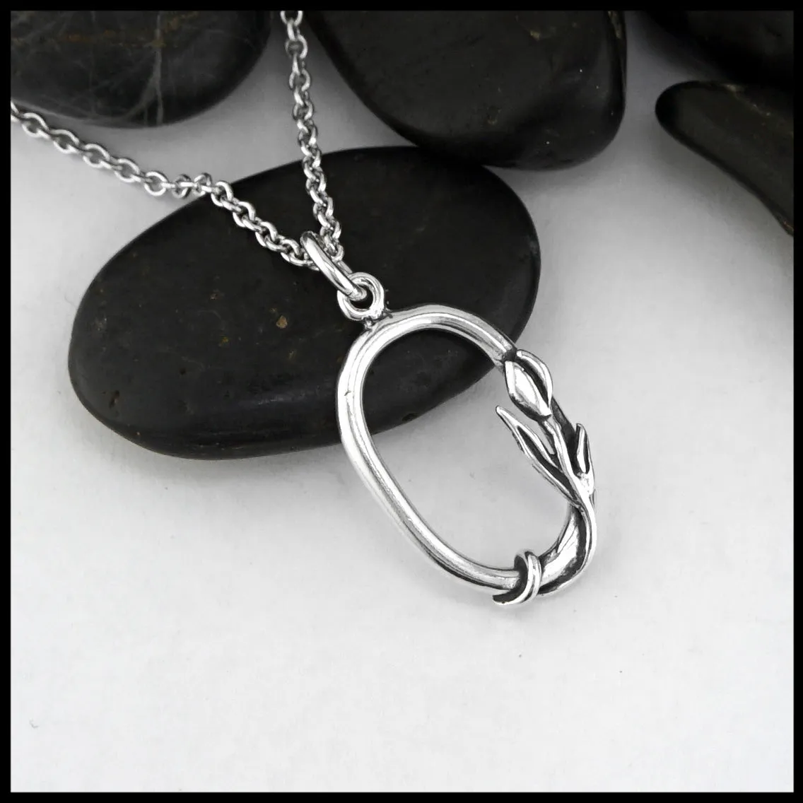 Sterling Silver Oval Tulip Pendant