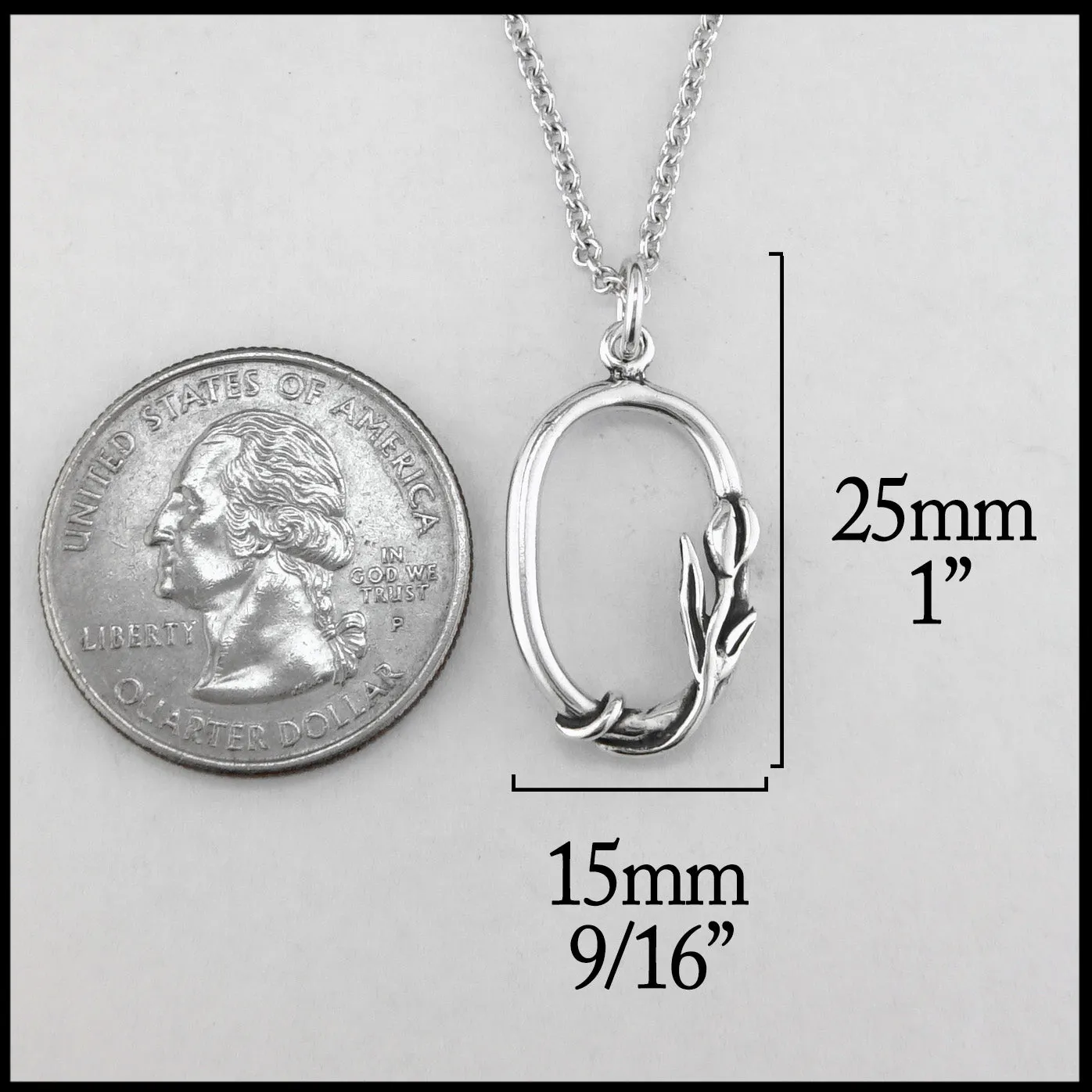Sterling Silver Oval Tulip Pendant