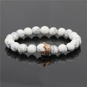 Stretch Beaded Amber Matte Black Stone Bracelet