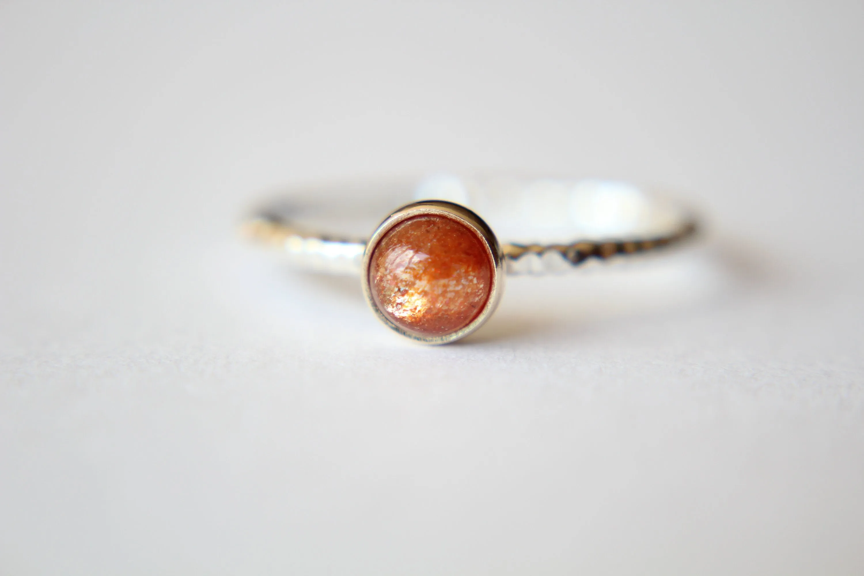 Sunstone Ring, Gemstone Ring, Engagement Ring, Romantic Ring, Sunstone, Sunstone Stacking Ring, Faceted Gemstone Ring, Sunstone, 5mm stone