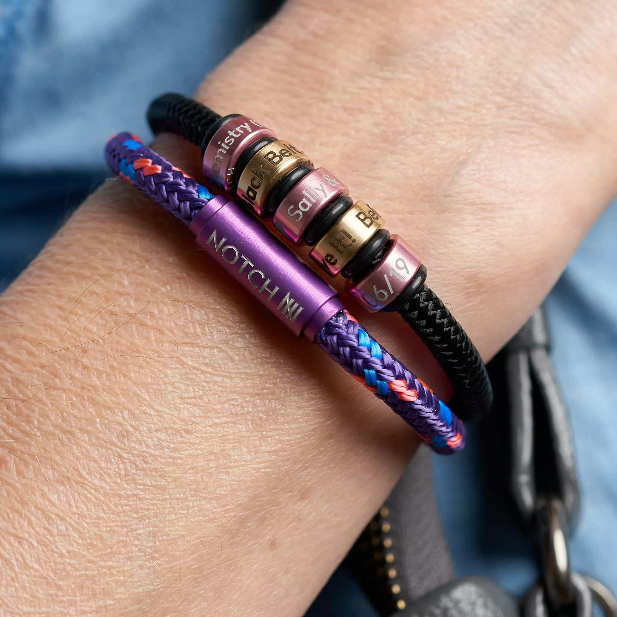 Sustainable OceanYarn NOTCH Bracelet - Coral Crush with Stainless Steel Clasp
