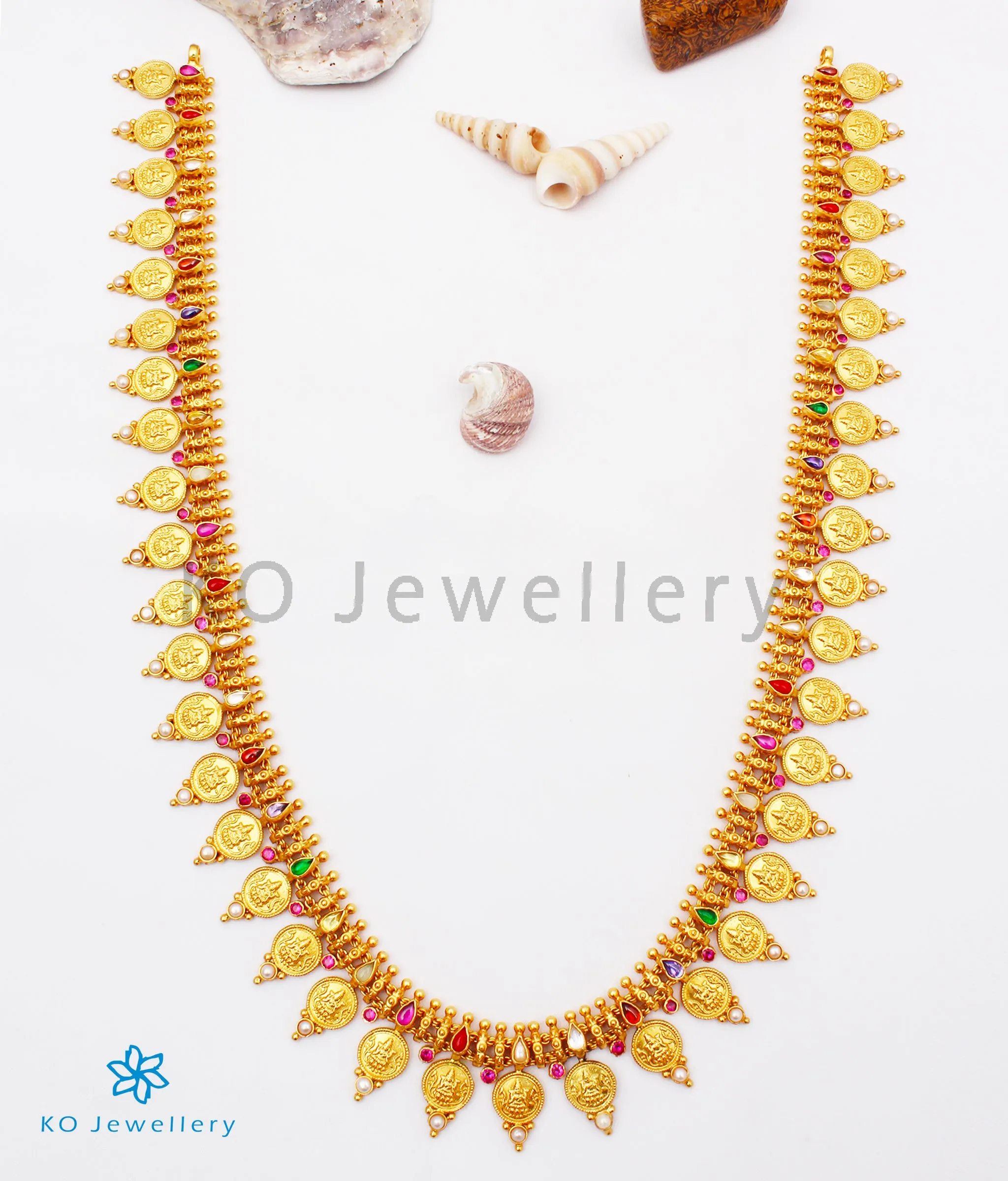 The Vagmi Silver Navratna Lakshmi Kasumala Coin Necklace/Waistbelt