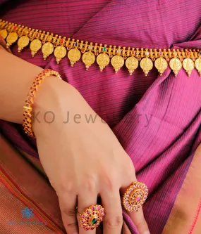 The Vagmi Silver Navratna Lakshmi Kasumala Coin Necklace/Waistbelt