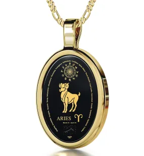 The World of Aries, Sterling Silver Gold Plated (Vermeil) Necklace, Onyx