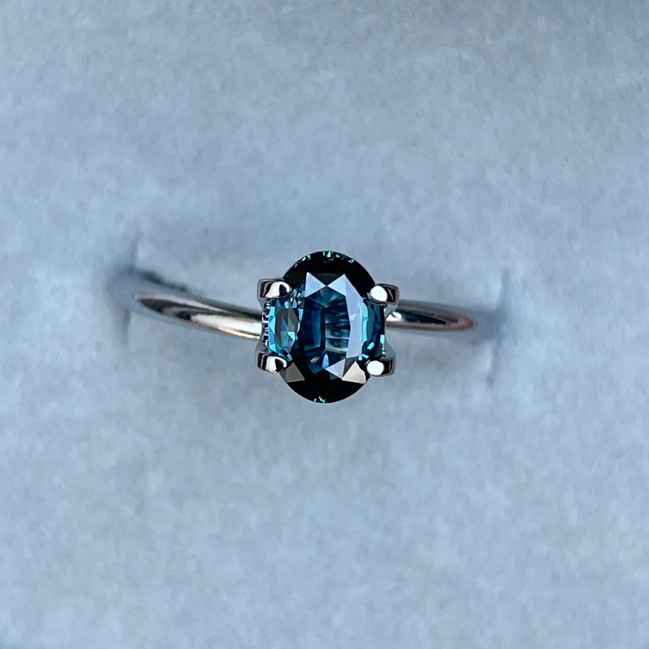 This 1.03 crt teal Sapphire is well cut to bring out the best colour and lustre, and has a perfect colour blend.