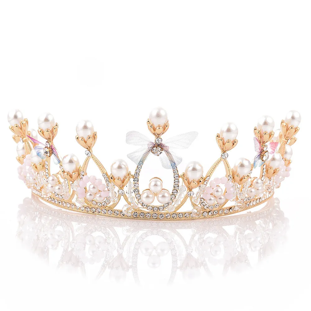 Tiara Crown Wedding Crown And Tiara Bridal Party Crystal And Pearl Crown Butterfly Wedding Bride Birthday Headband