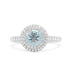 Tiffany Soleste Aquamarine & Diamond Ring - Platinum