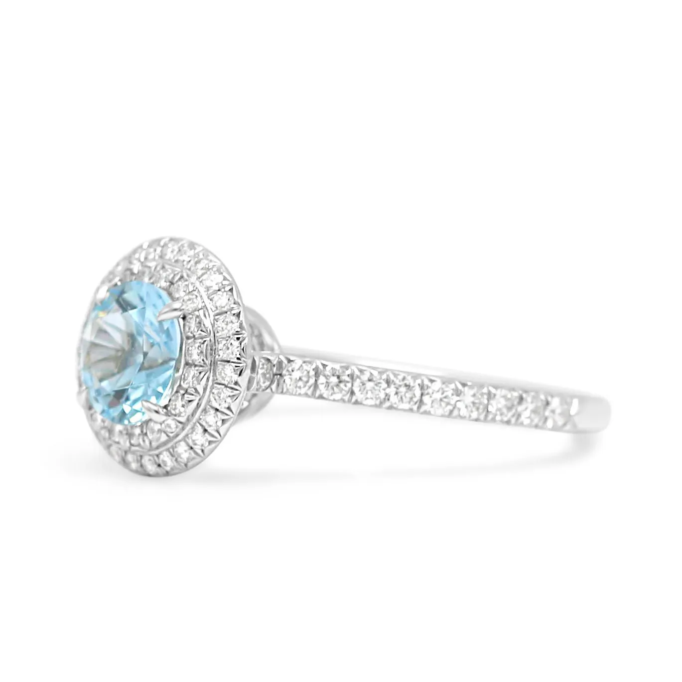 Tiffany Soleste Aquamarine & Diamond Ring - Platinum