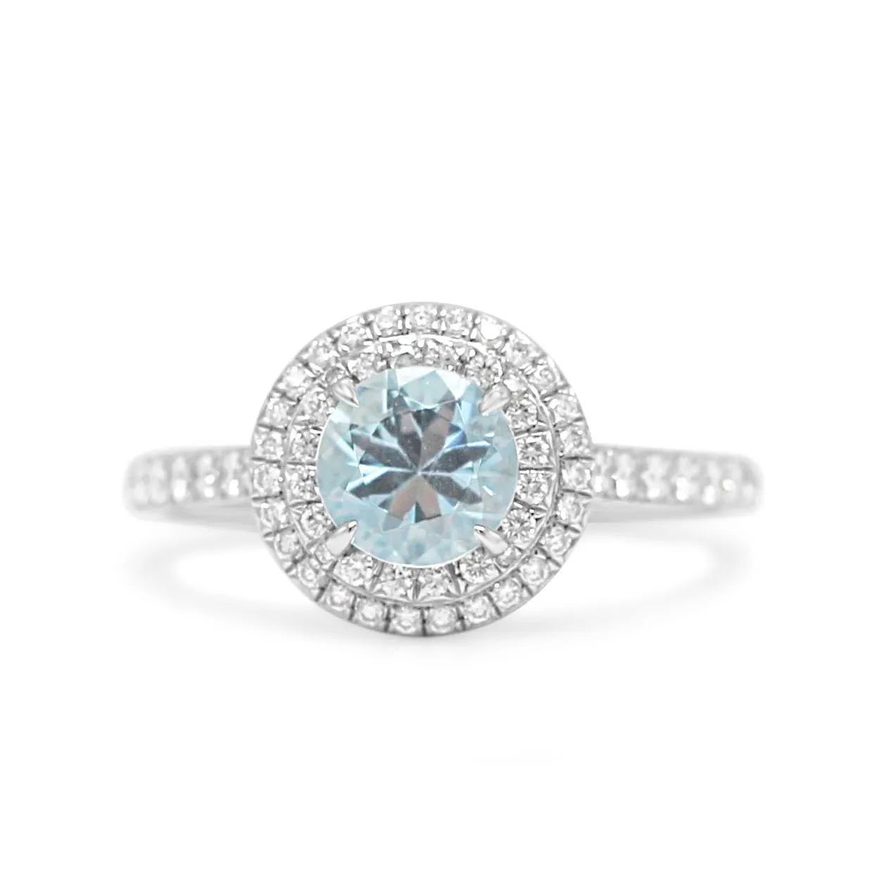 Tiffany Soleste Aquamarine & Diamond Ring - Platinum