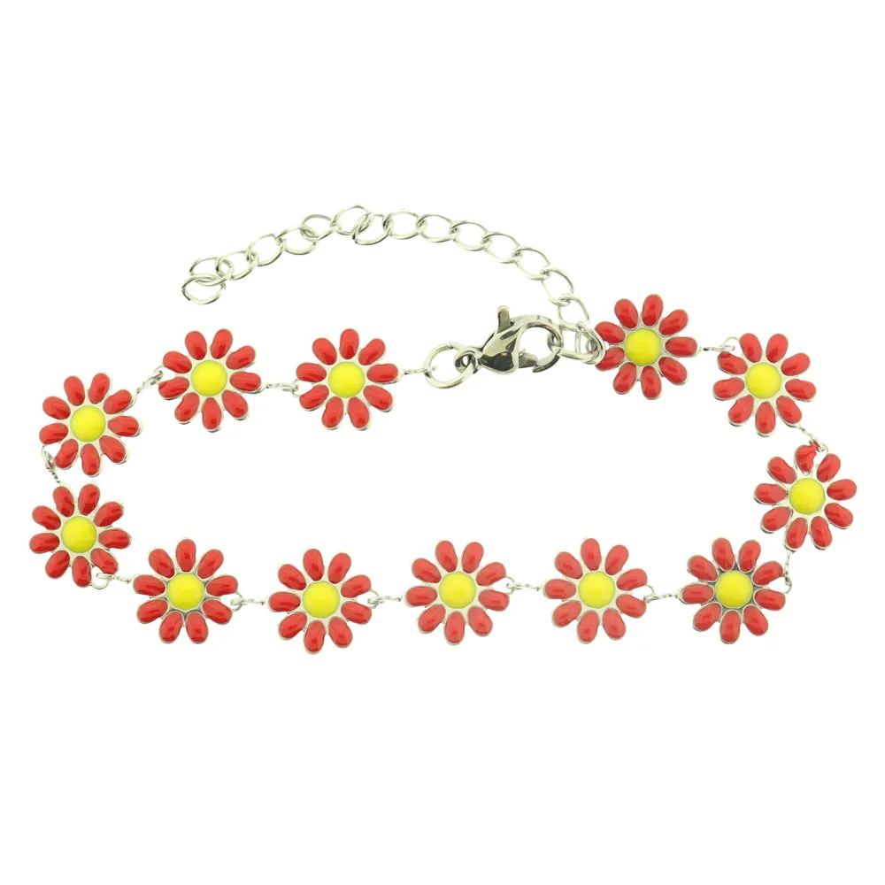 Titanium Steel Flower Chain Bracelet 6" Plus Extender - 10mm - 1 Bracelet - Choose Your Color
