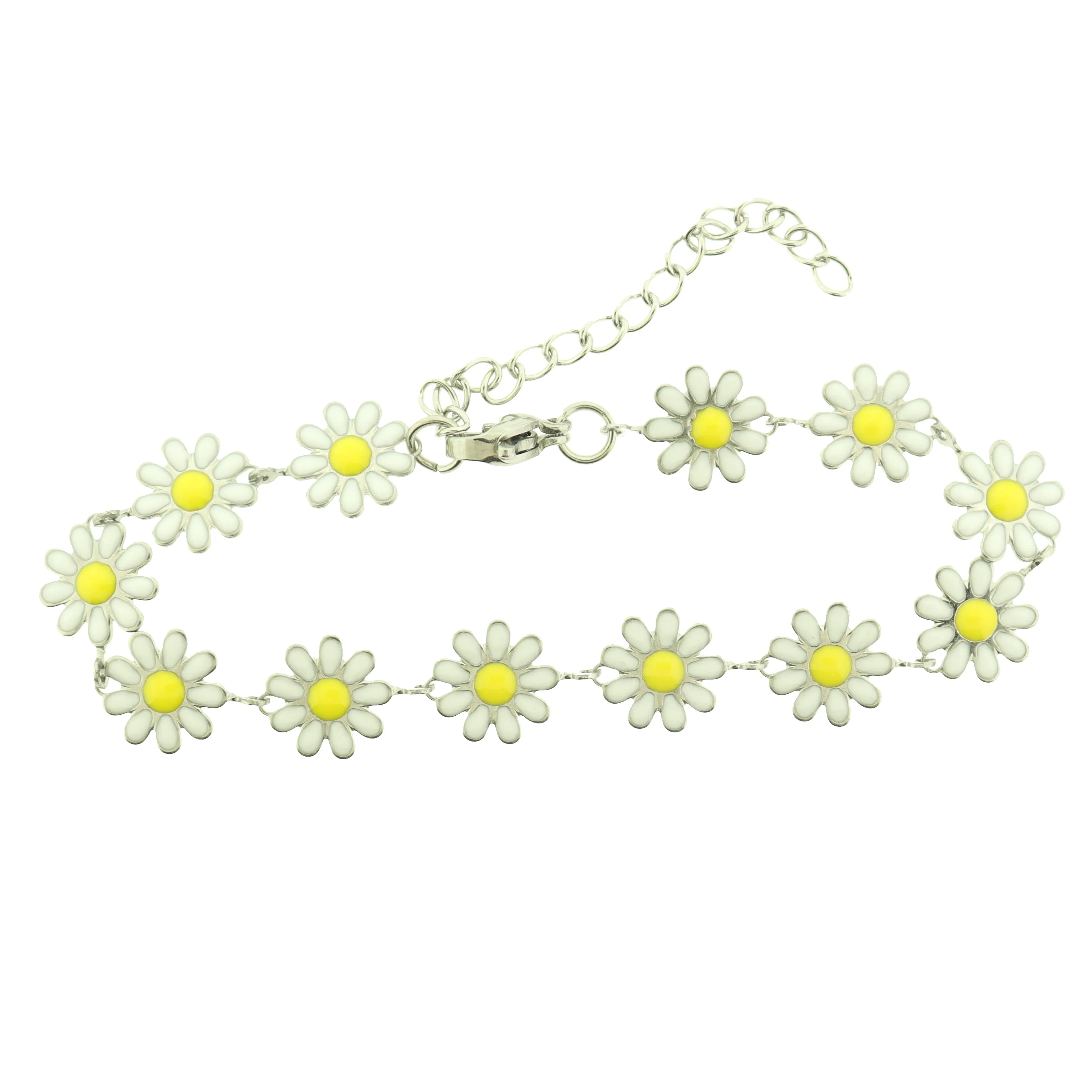 Titanium Steel Flower Chain Bracelet 6" Plus Extender - 10mm - 1 Bracelet - Choose Your Color