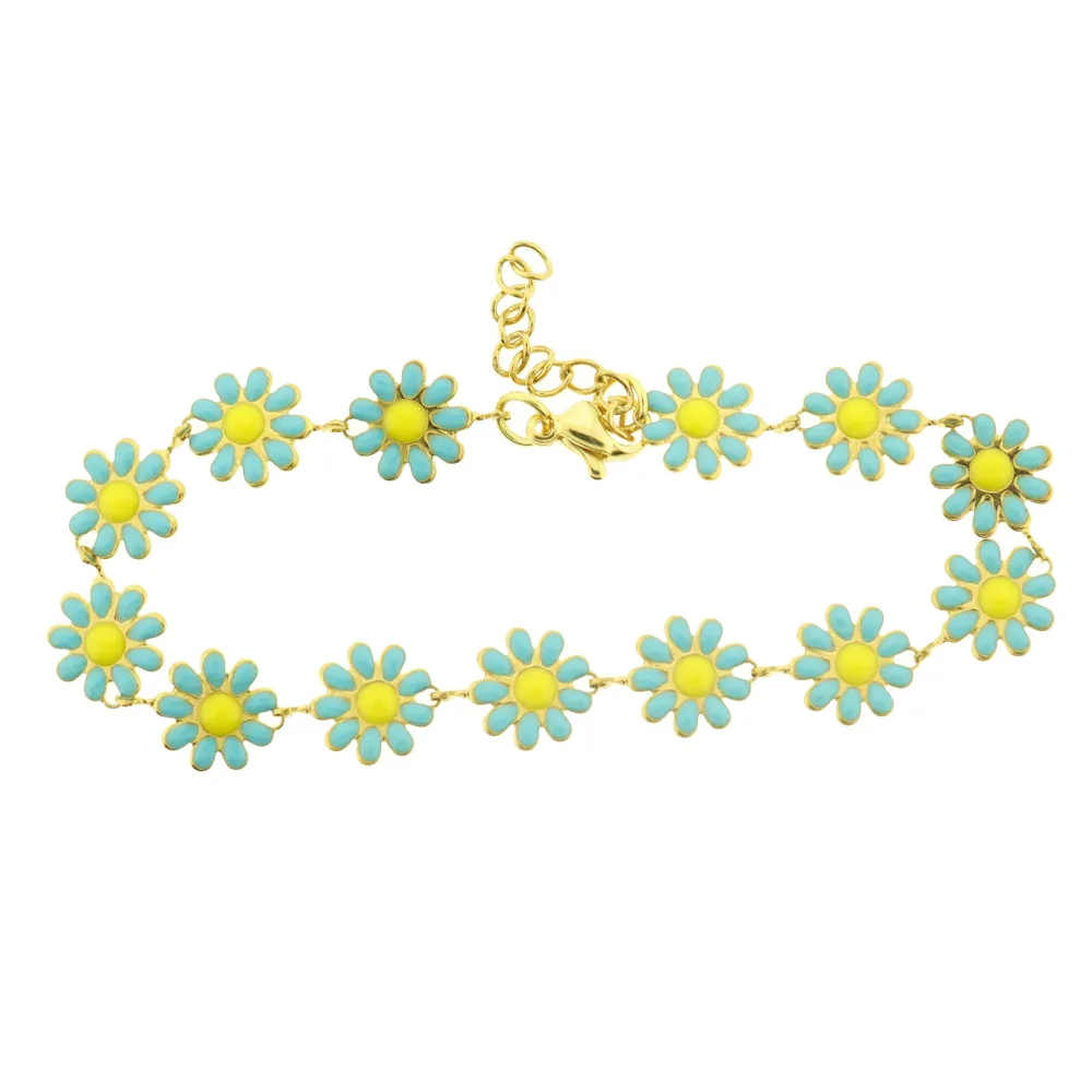 Titanium Steel Flower Chain Bracelet 6" Plus Extender - 10mm - 1 Bracelet - Choose Your Color