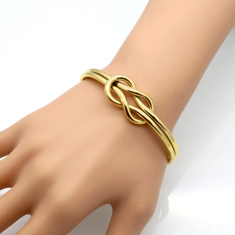 Titanium Steel Hand Made Knot Cuff Bracelet Manchette Gold Bangle Infinite Bracelet For Women Bracelets & Bangles Pulseiras