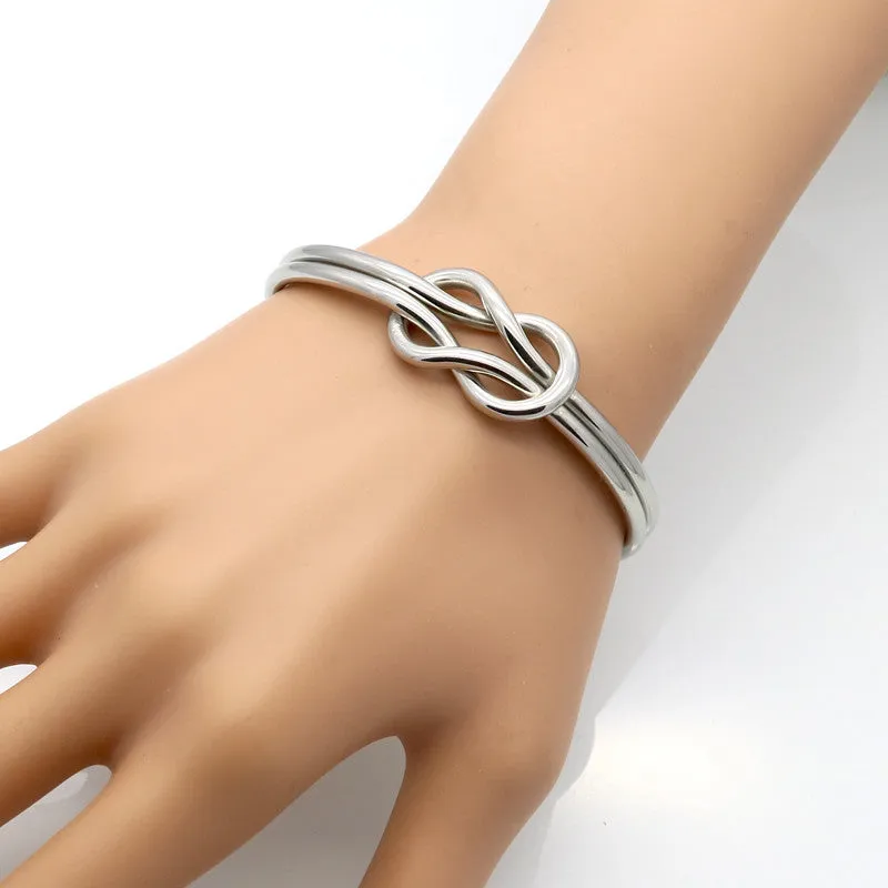 Titanium Steel Hand Made Knot Cuff Bracelet Manchette Gold Bangle Infinite Bracelet For Women Bracelets & Bangles Pulseiras