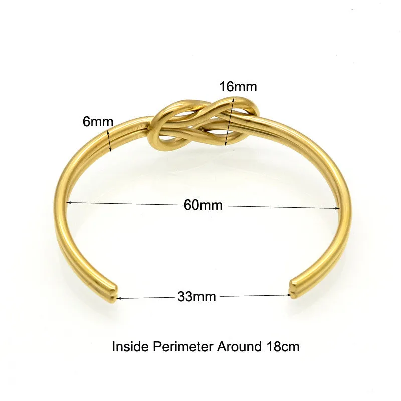 Titanium Steel Hand Made Knot Cuff Bracelet Manchette Gold Bangle Infinite Bracelet For Women Bracelets & Bangles Pulseiras