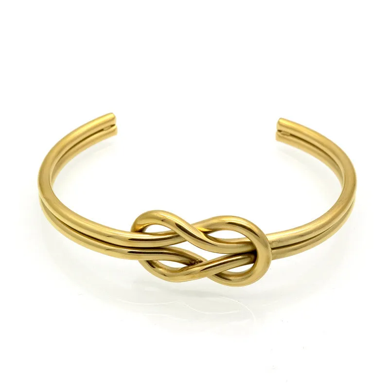 Titanium Steel Hand Made Knot Cuff Bracelet Manchette Gold Bangle Infinite Bracelet For Women Bracelets & Bangles Pulseiras