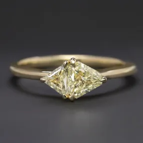 TRILLION DIAMOND COCKTAIL RING 0.80ct FANCY YELLOW GEOMETRIC MINIMALIST 14k GOLD