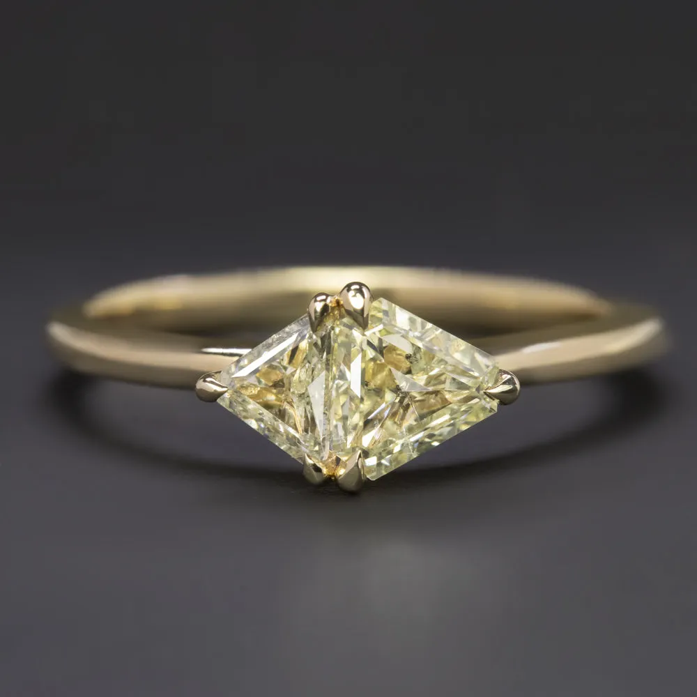 TRILLION DIAMOND COCKTAIL RING 0.80ct FANCY YELLOW GEOMETRIC MINIMALIST 14k GOLD
