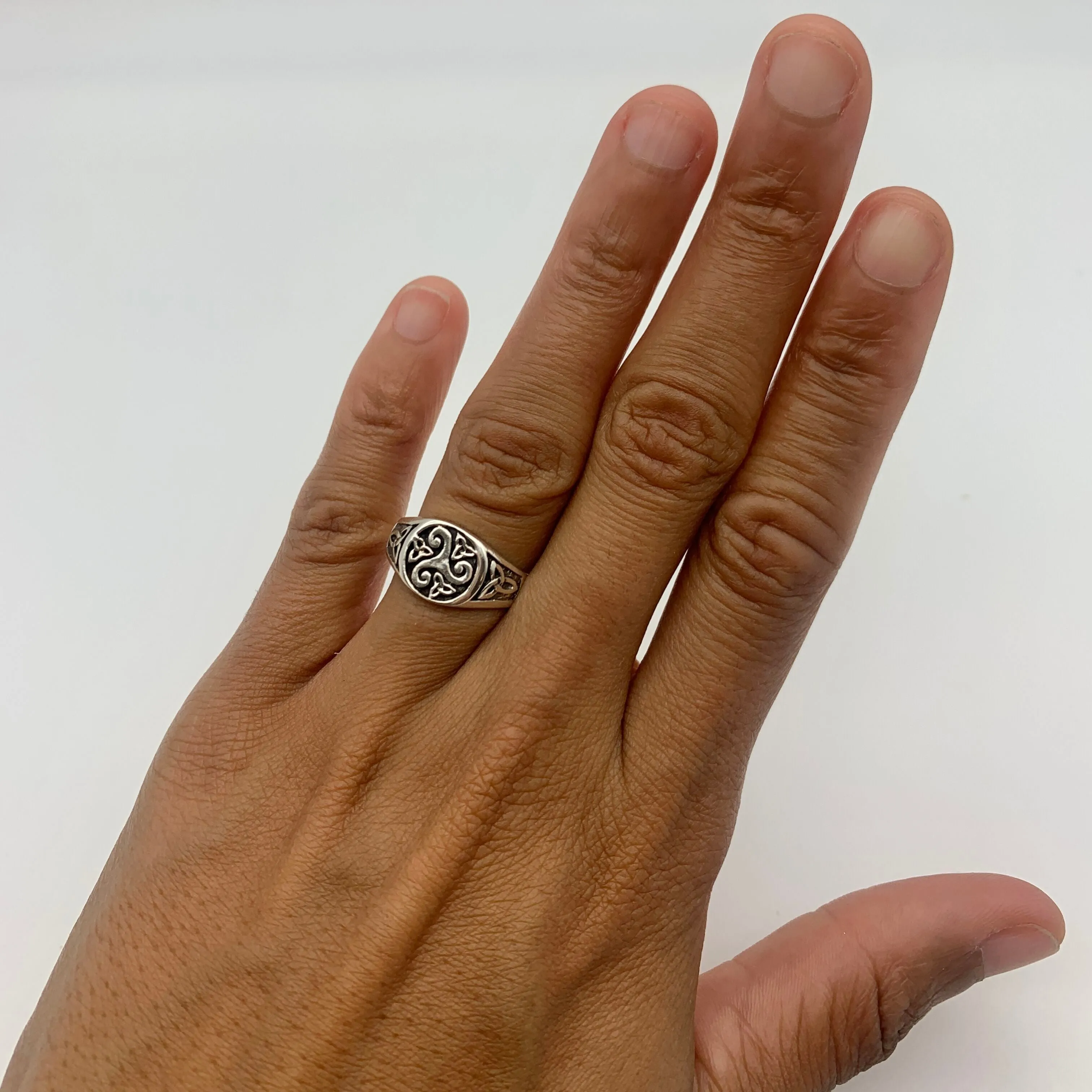 Triskelion Ring - Celtic Silver Band - Signet Ring