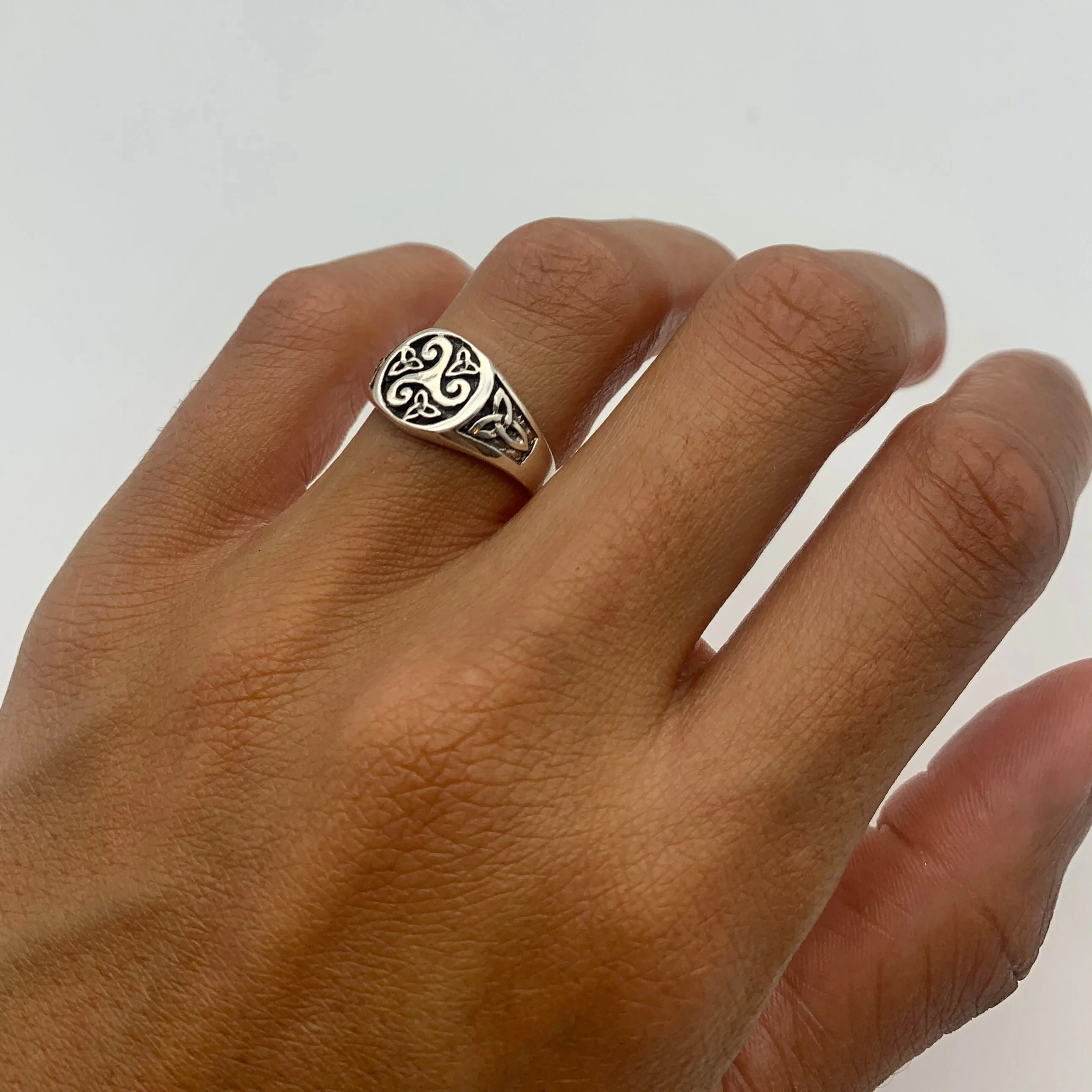 Triskelion Ring - Celtic Silver Band - Signet Ring