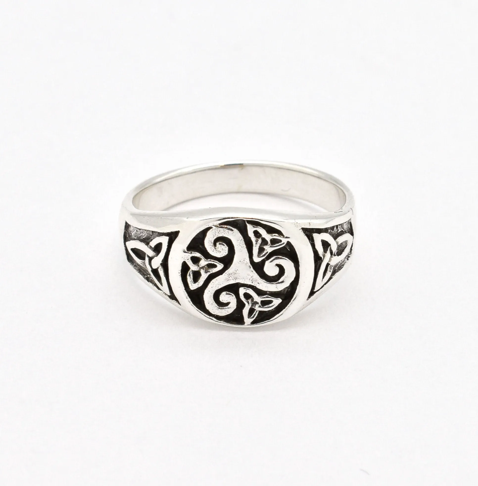Triskelion Ring - Celtic Silver Band - Signet Ring