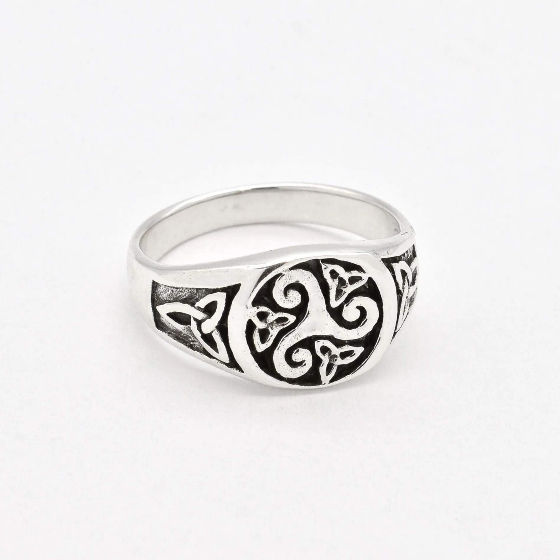 Triskelion Ring - Celtic Silver Band - Signet Ring