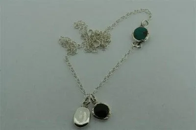 Turquoise, onyx, silver necklace