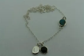 Turquoise, onyx, silver necklace