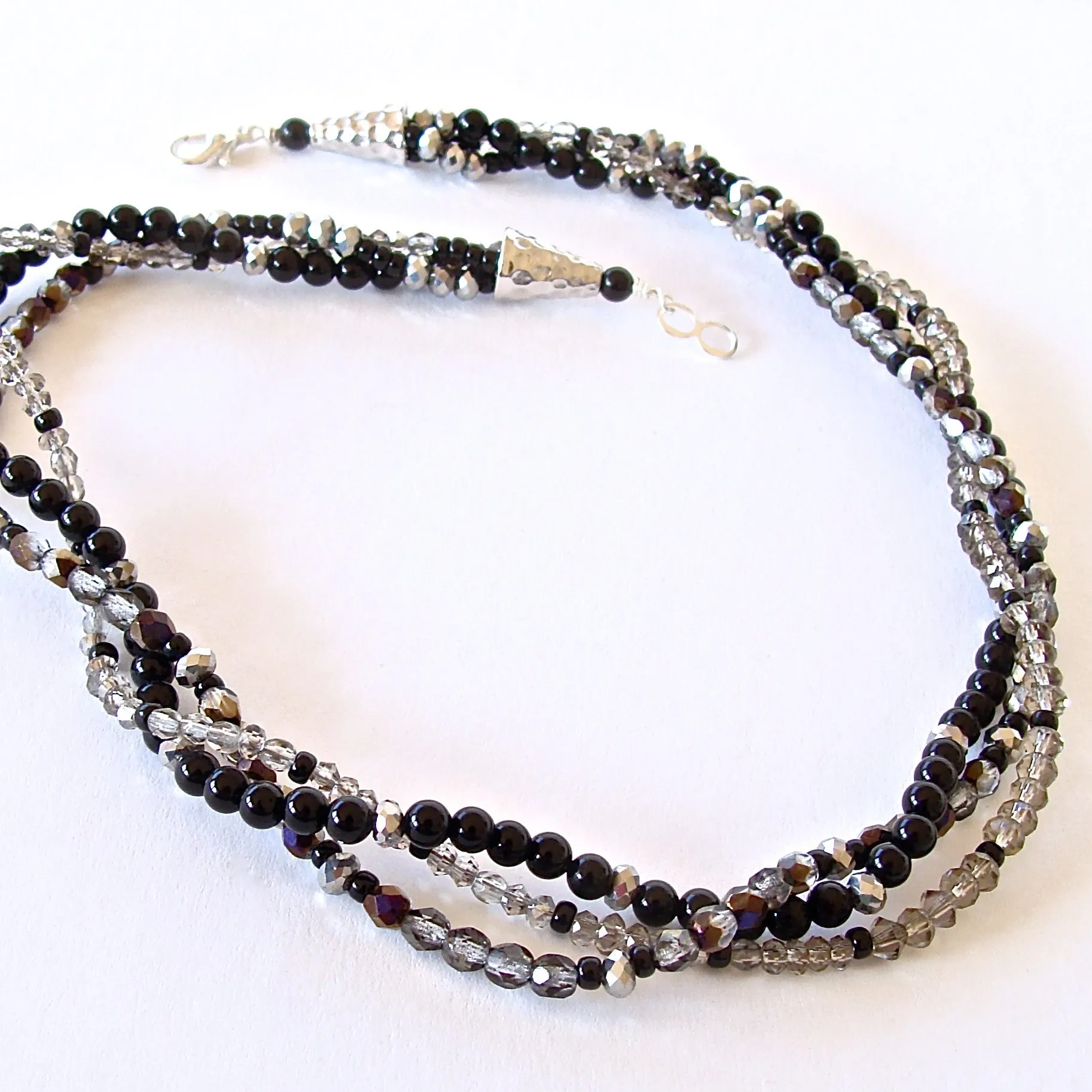 Twister: Handmade Black and Silver Necklace