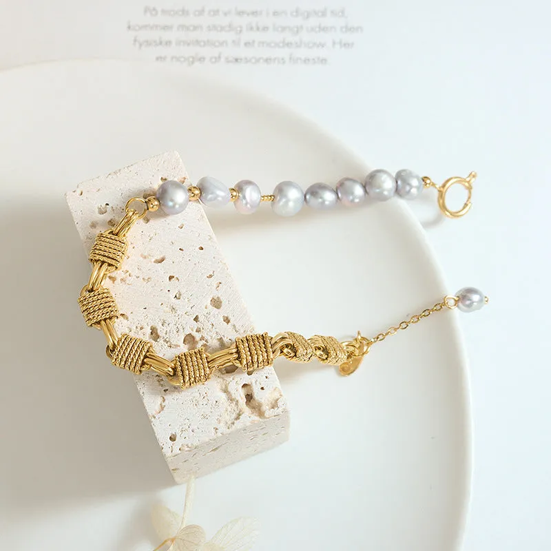 Unisex Couple Natural Grey Freshwater Pearl Bracelet