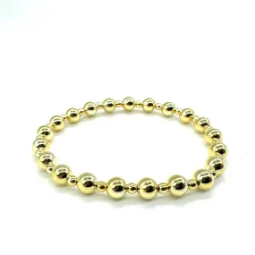 Vacuum-Plated Gold Beaded Stretch Bracelet  - Dotted Pattern 3mm & 6mm