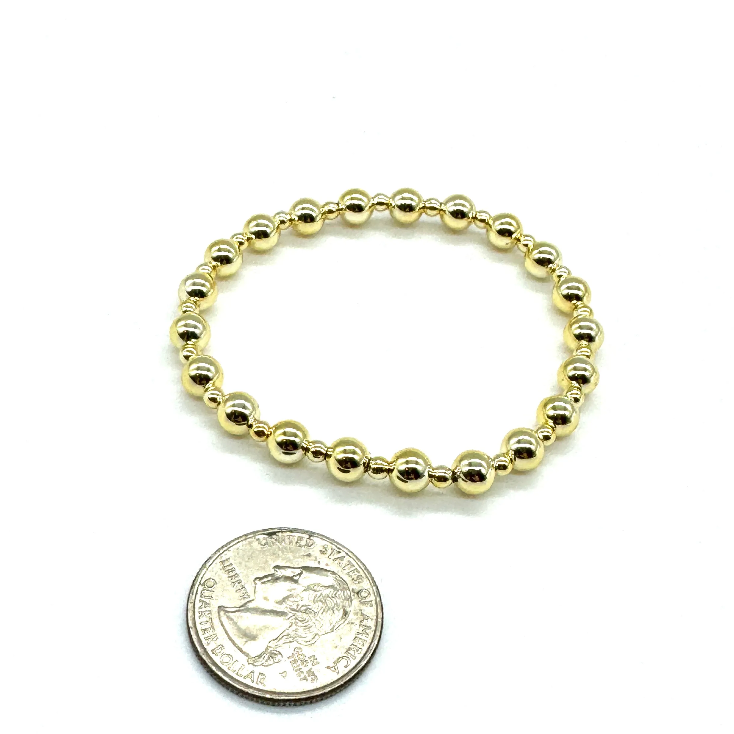 Vacuum-Plated Gold Beaded Stretch Bracelet  - Dotted Pattern 3mm & 6mm