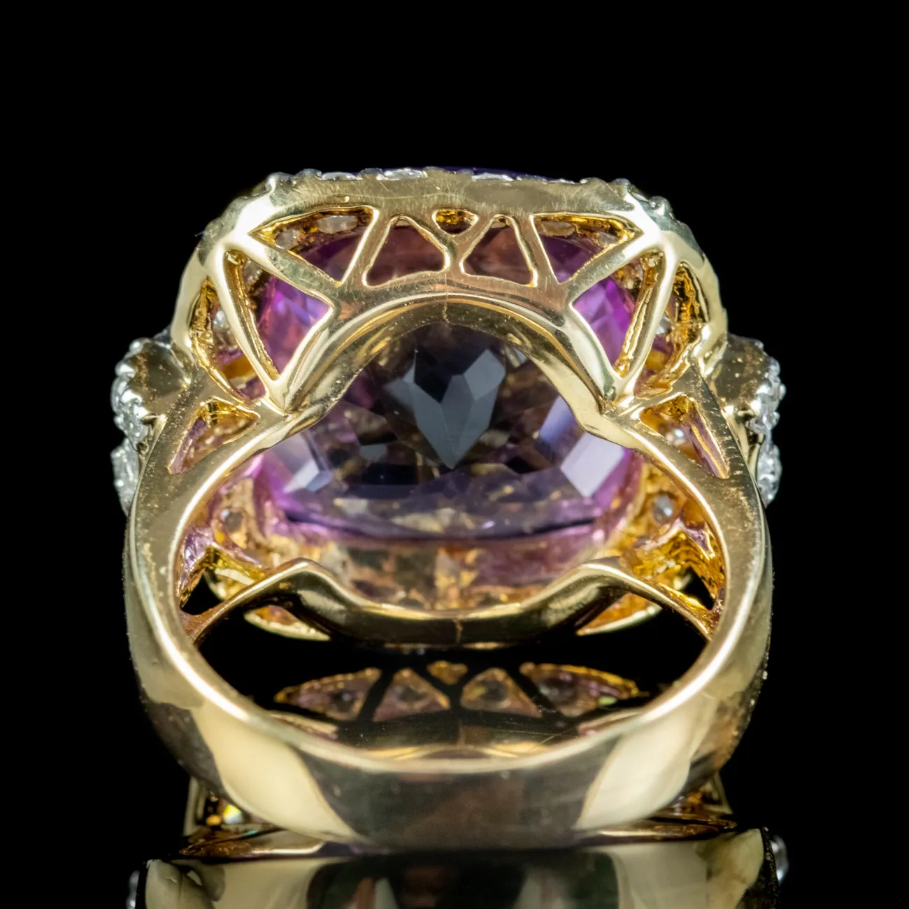 Vintage Amethyst Diamond Cocktail Ring 12ct Amethyst