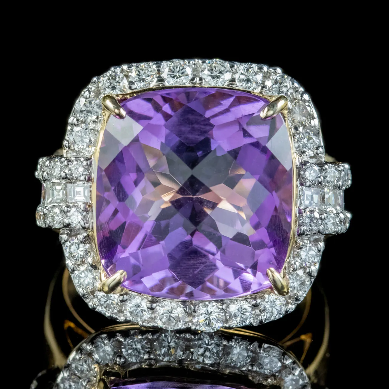 Vintage Amethyst Diamond Cocktail Ring 12ct Amethyst