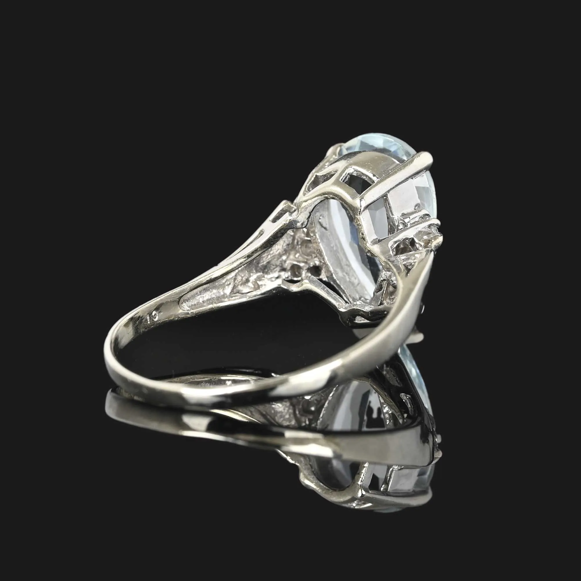 Vintage Diamond Pear Cut Aquamarine Ring