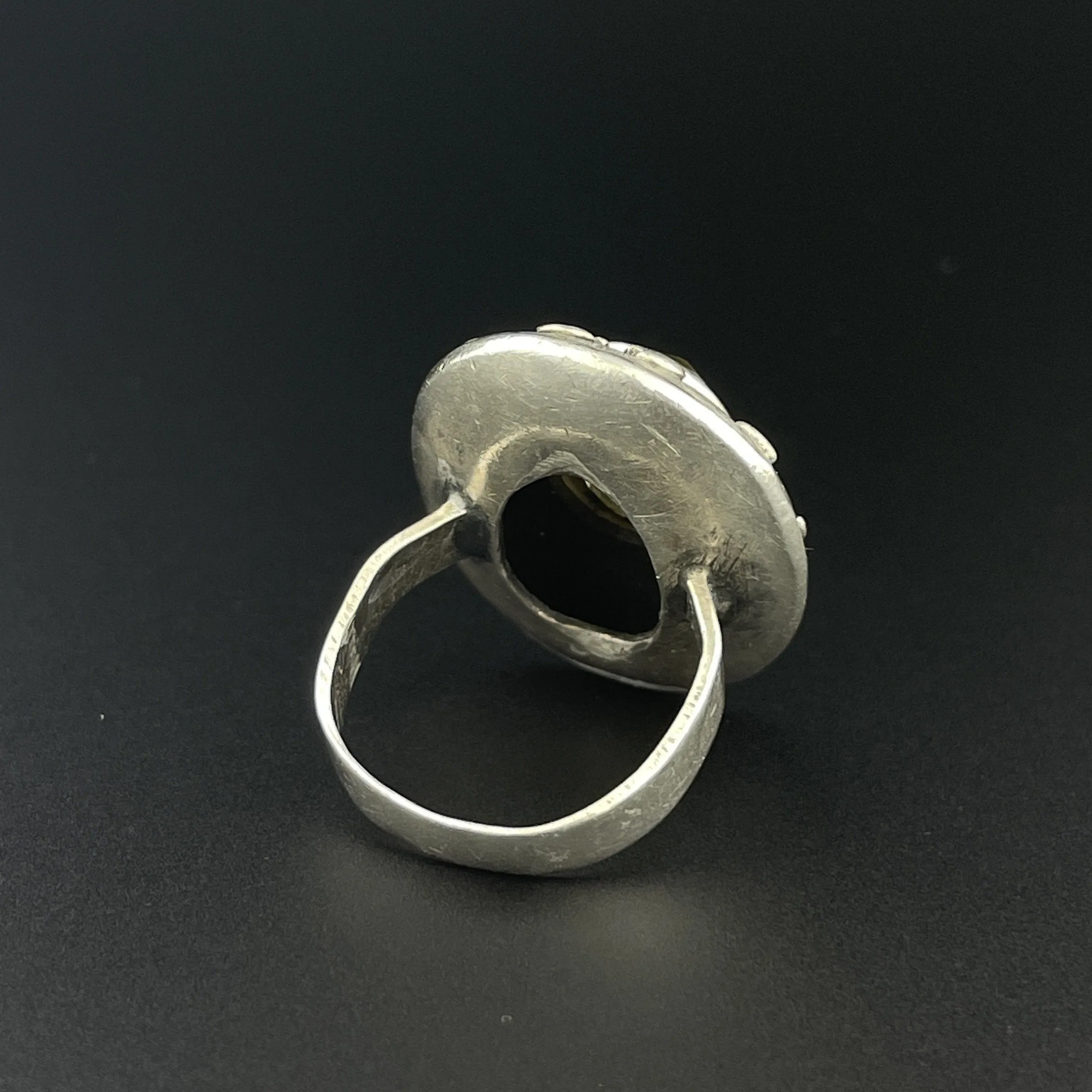 Vintage Pale Yellow Citrine Silver Statement Ring, Sz 7