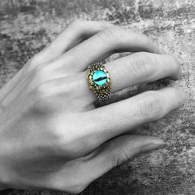 Vintage Python Eye Snake Ring