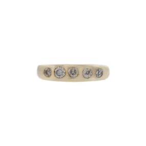 Vintage Retro Era 14KT Yellow Gold Five Stone Cognac Diamond Band