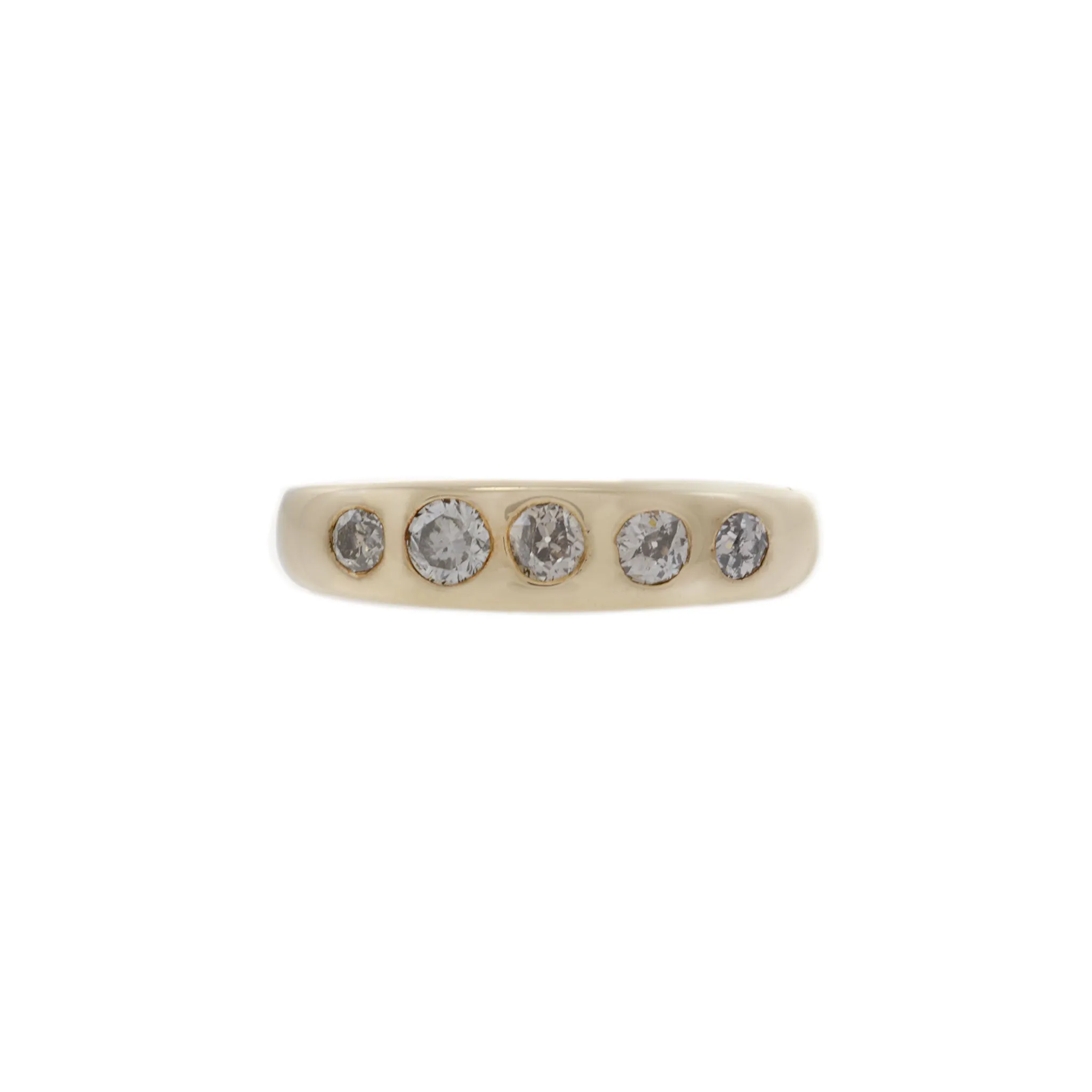 Vintage Retro Era 14KT Yellow Gold Five Stone Cognac Diamond Band