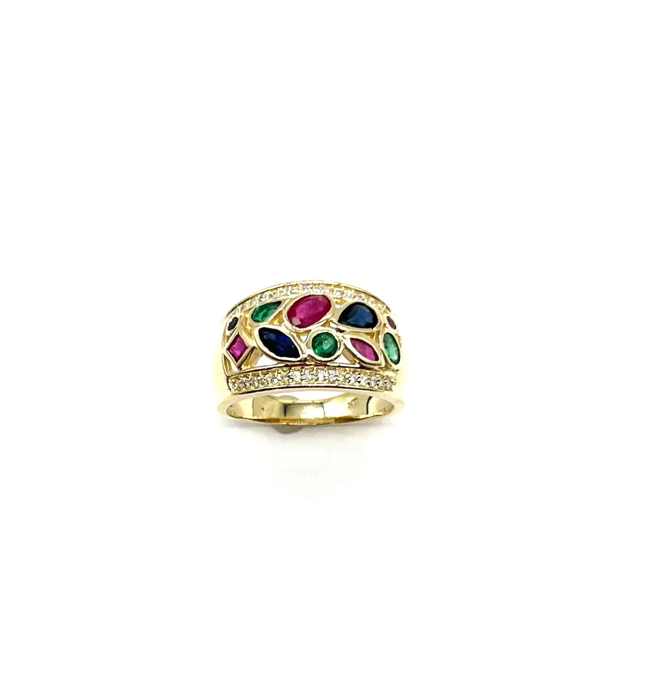 Wide Multistone Dome Ring