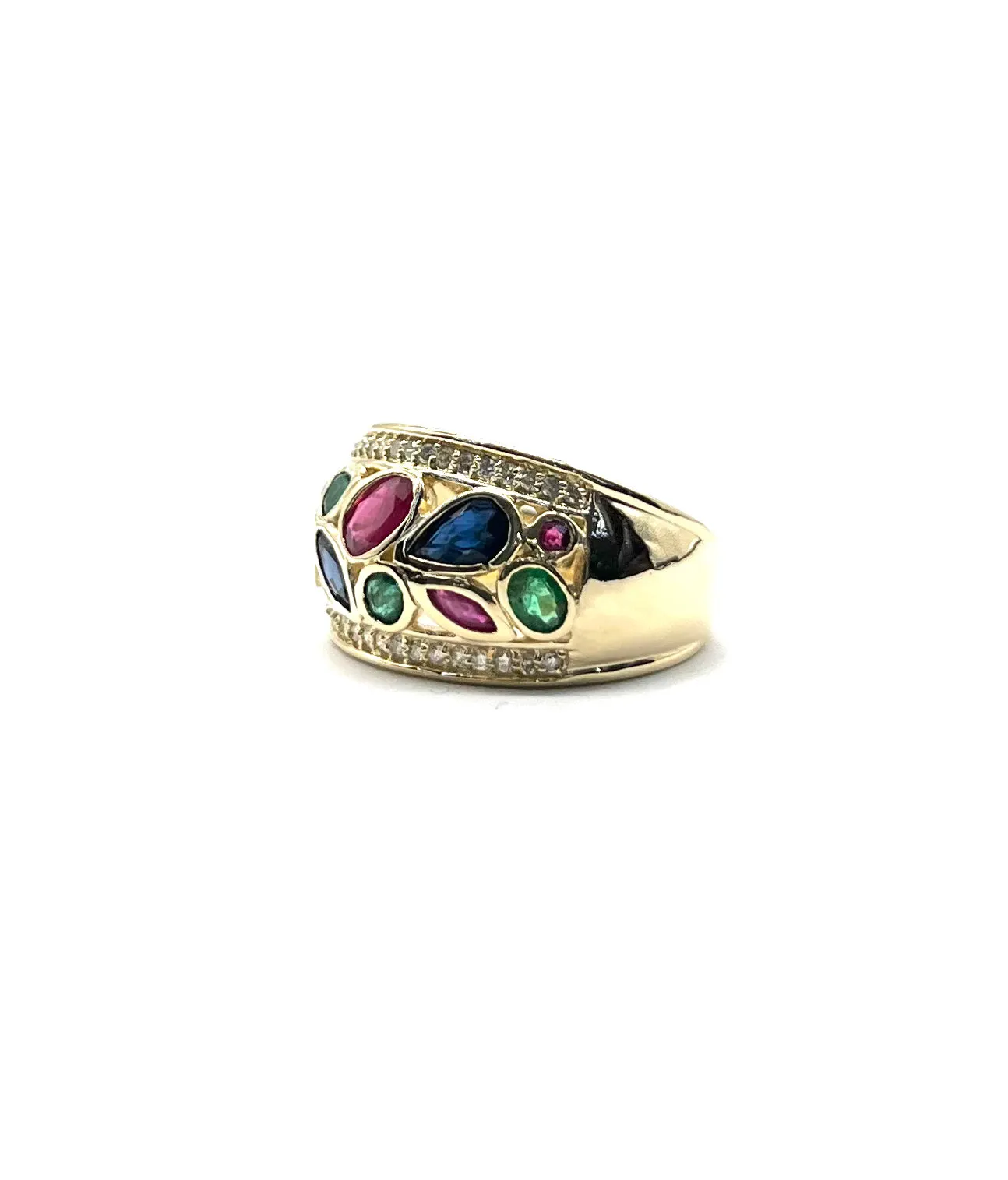 Wide Multistone Dome Ring