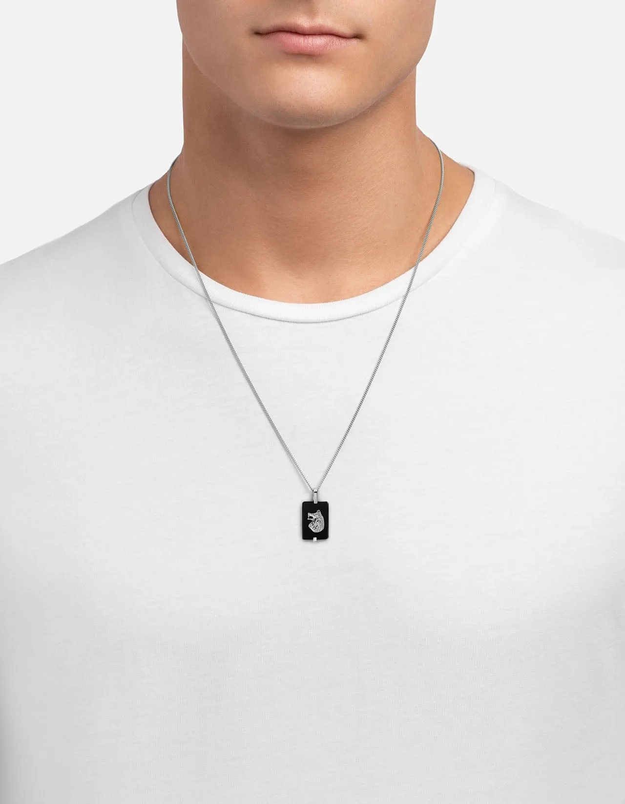 Wolf Onyx Necklace, Sterling Silver